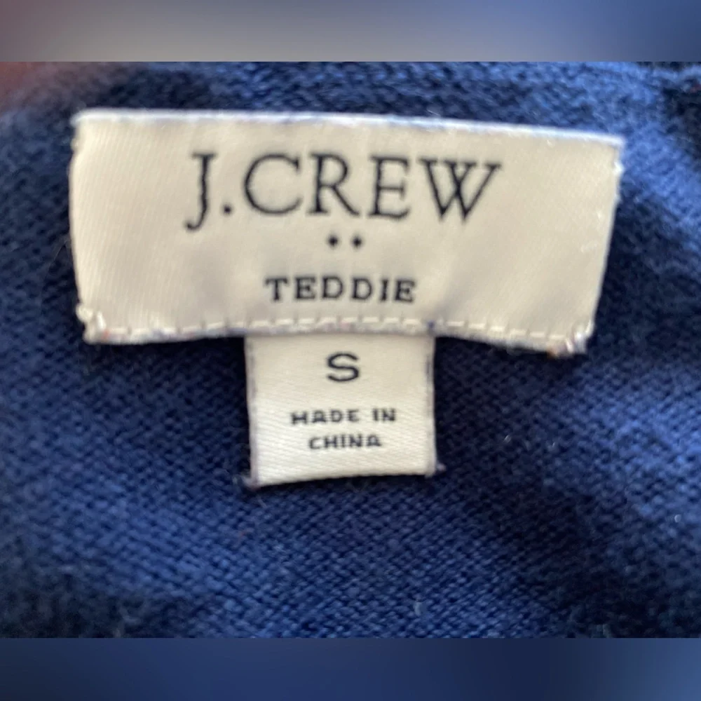 J. Crew Teddie Blue and White Long Sleeve Crew Neck Sweater, Sz S